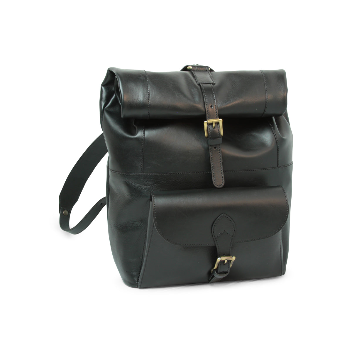 Full Grain Leather Back Pack - Black