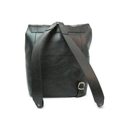 Full Grain Leather Back Pack - Black