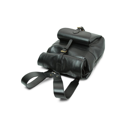 Full Grain Leather Back Pack - Black