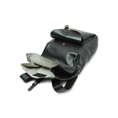 Full Grain Leather Back Pack - Black