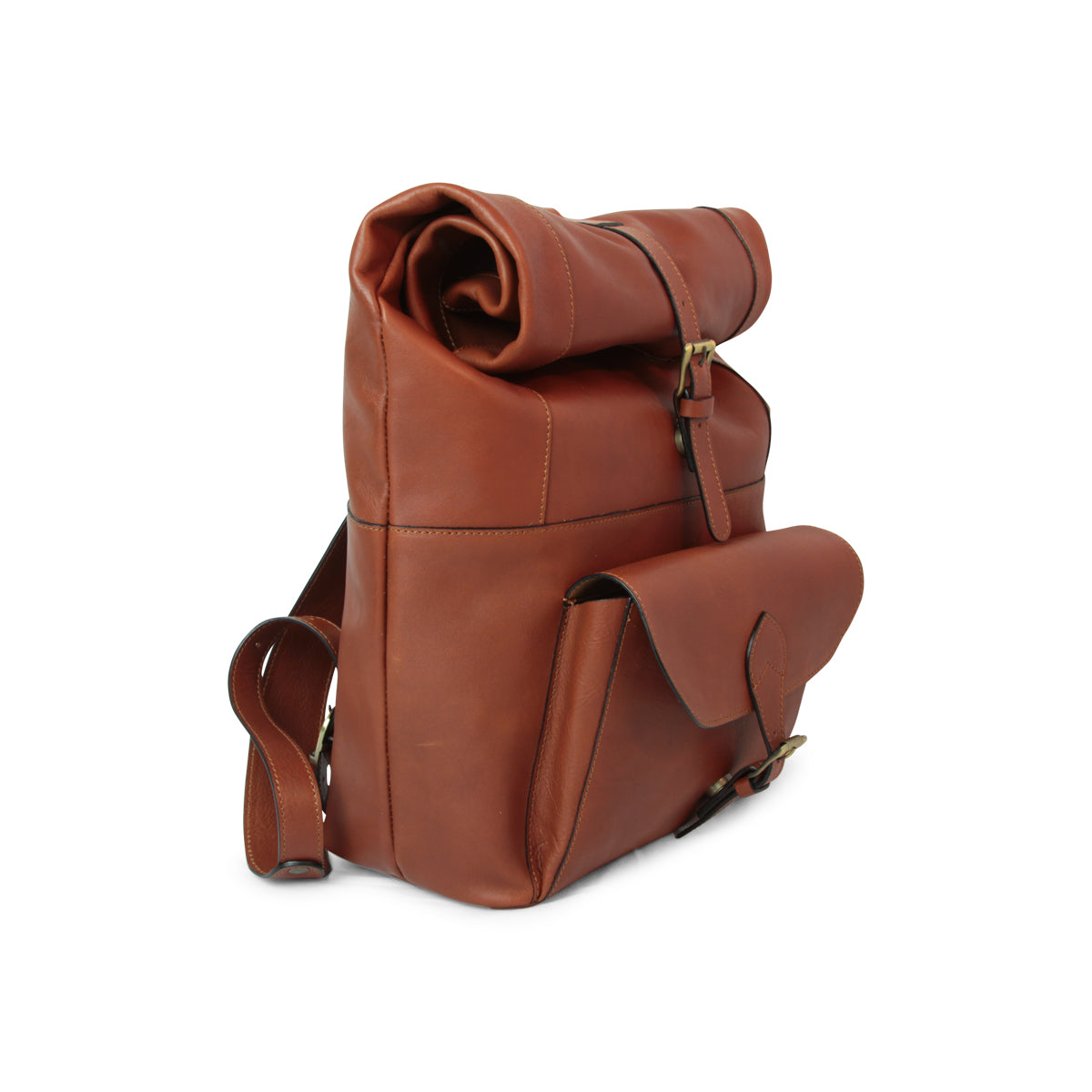 Full Grain Leather Backpack - Brown
