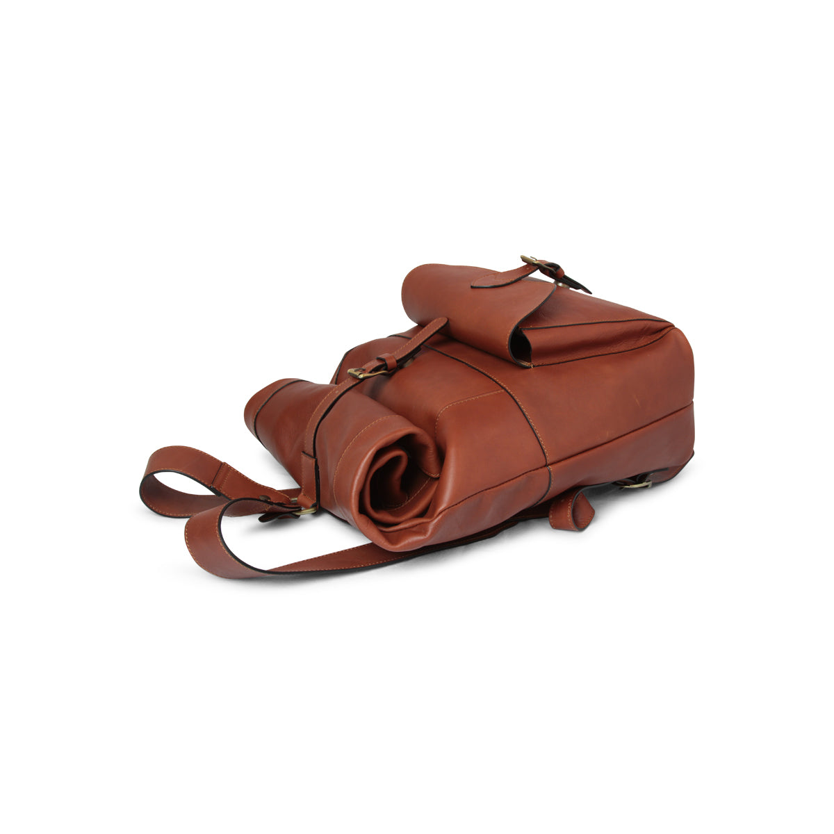 Full Grain Leather Backpack - Brown