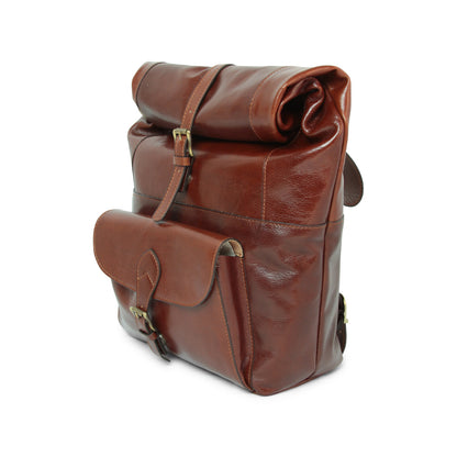 Full Grain Leather Backpack - Brown 4151