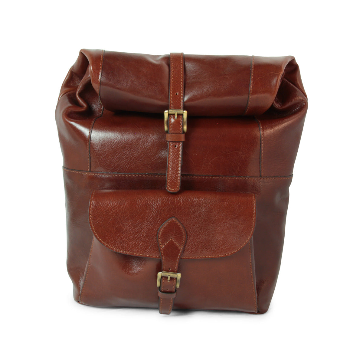Full Grain Leather Backpack - Brown 4151