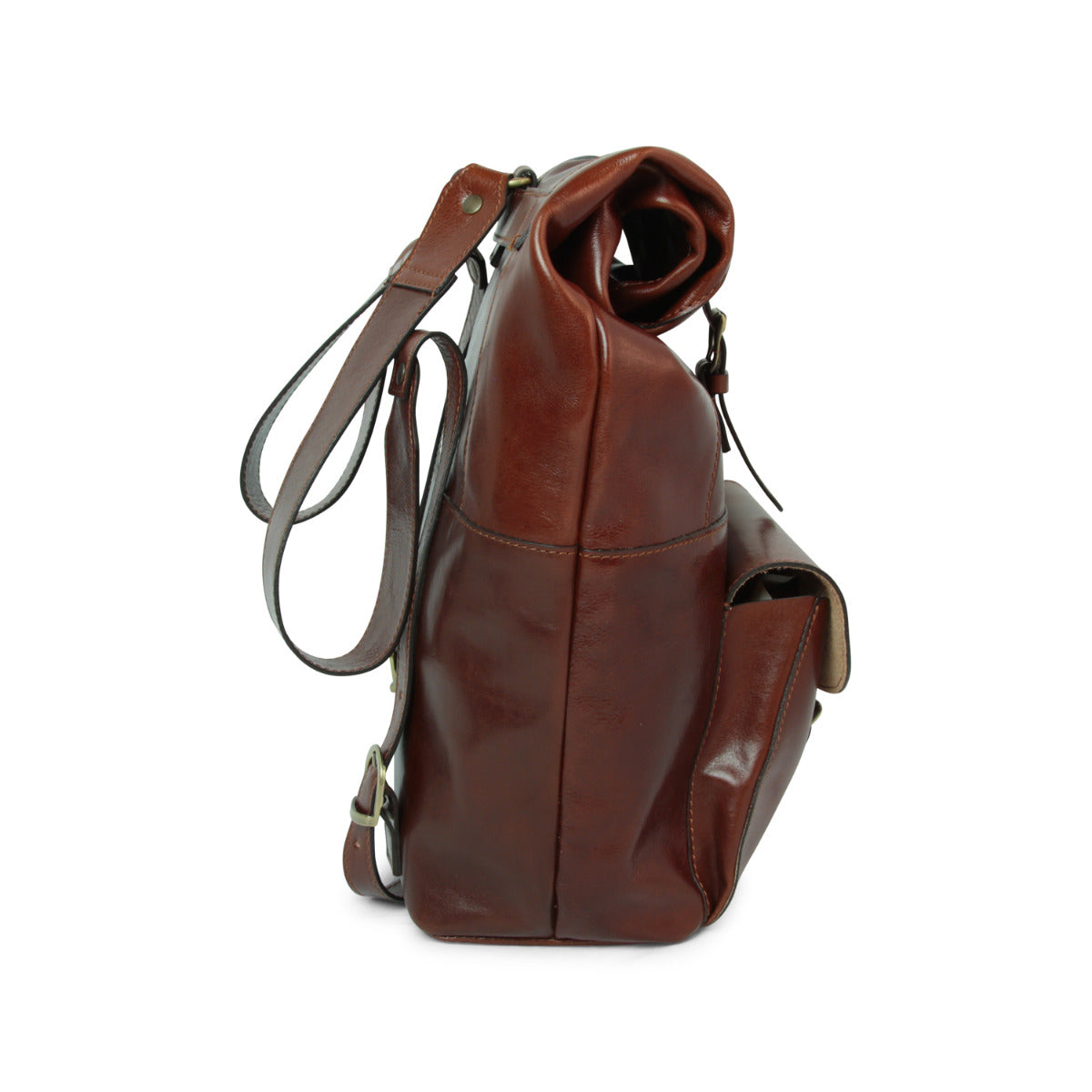 Full Grain Leather Backpack - Brown 4151