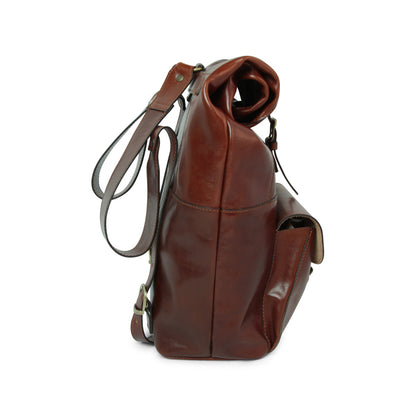Full Grain Leather Backpack - Brown 4151