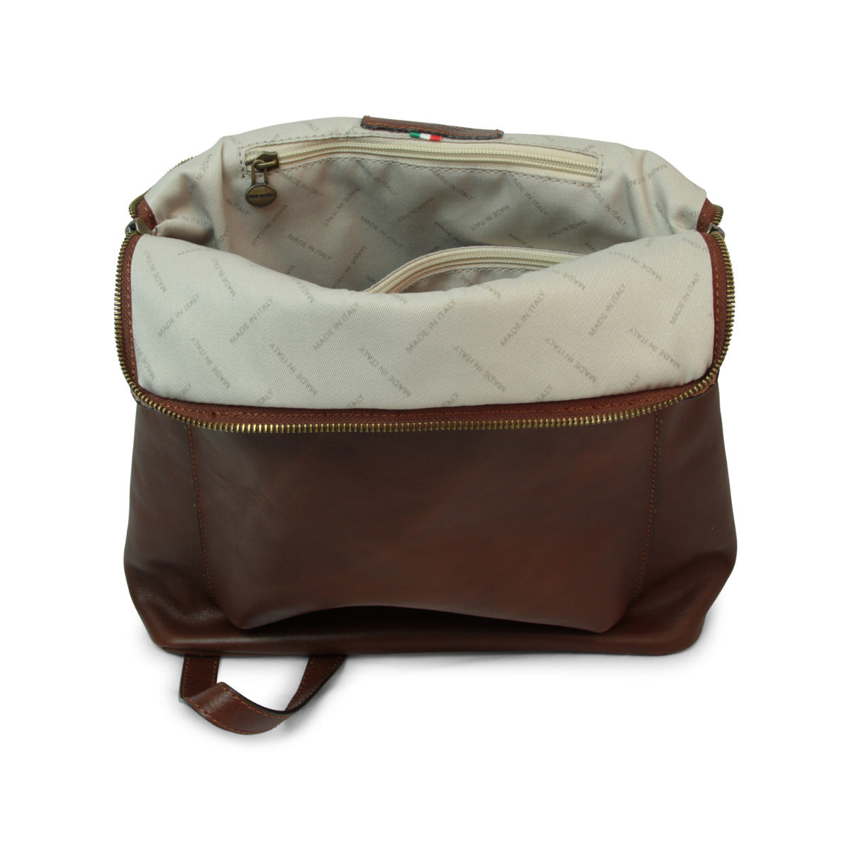 Full Grain Leather Back Pack - Brown Chestnut