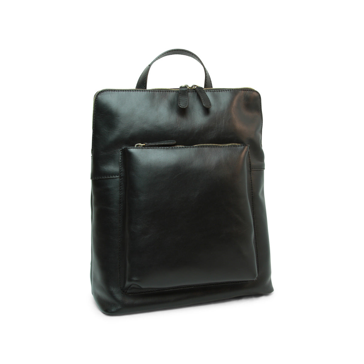 Full Grain Leather Backpack - Black