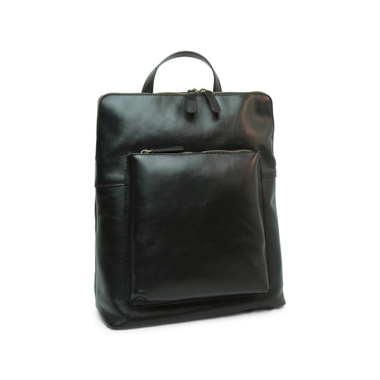 Full Grain Leather Backpack - Black