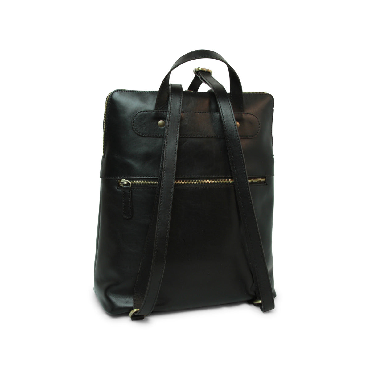 Full Grain Leather Backpack - Black