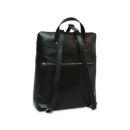 Full Grain Leather Backpack - Black