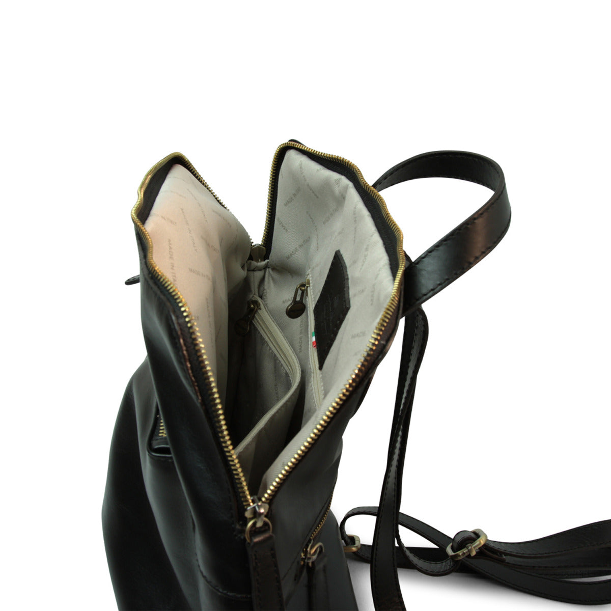 Full Grain Leather Backpack - Black