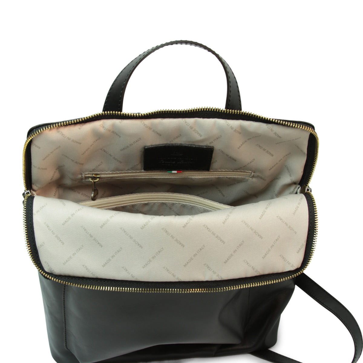 Full Grain Leather Backpack - Black