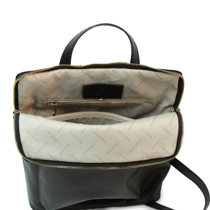 Full Grain Leather Backpack - Black