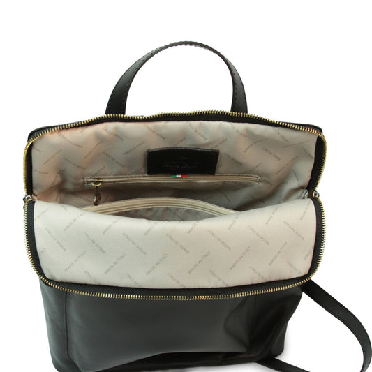 Full Grain Leather Backpack - Black