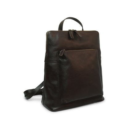 Full Grain Leather Backpack - Dark Brown