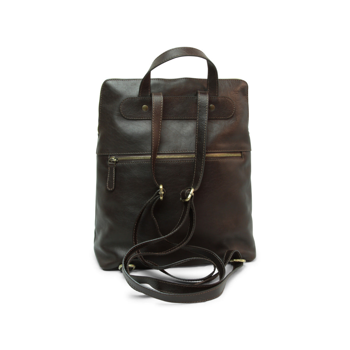 Full Grain Leather Backpack - Dark Brown