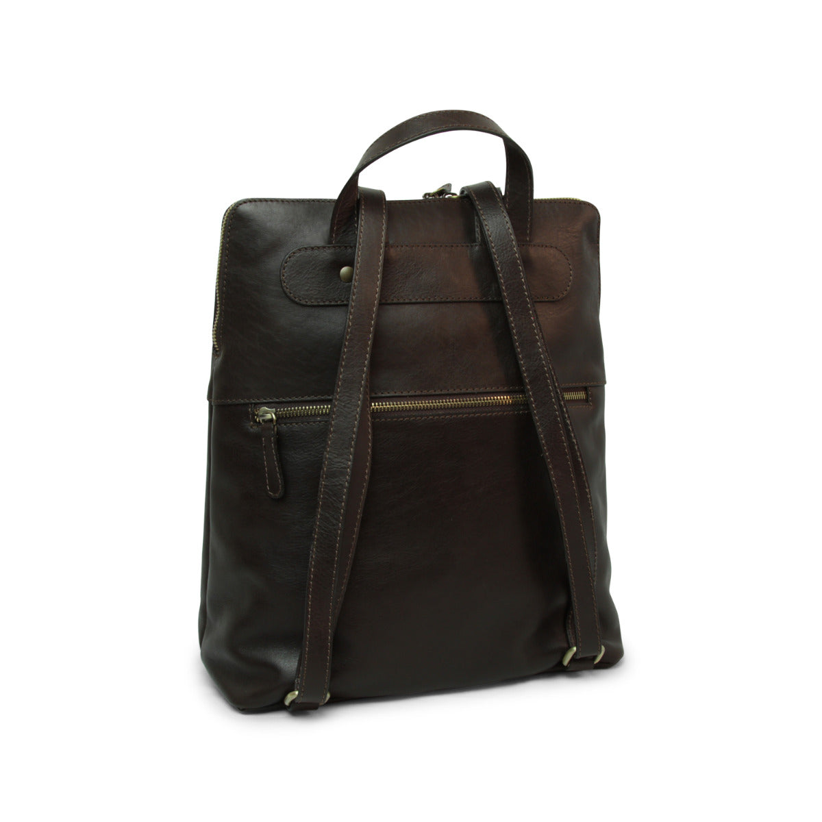 Full Grain Leather Backpack - Dark Brown