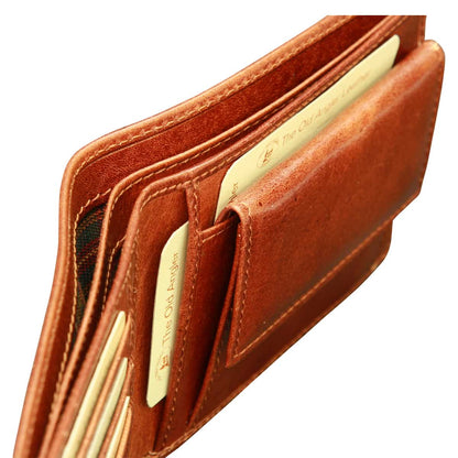 Cowhide Leather Wallet - Brown With Rfid