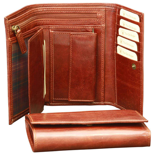 Cowhide Leather Wallet For Women - Brown With Rfid