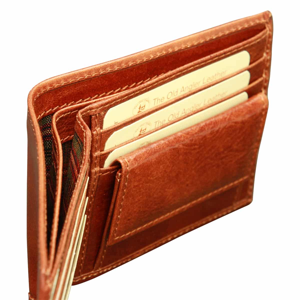 Cowhide Leather Wallet With Coin Pocket - Brown With Rfid
