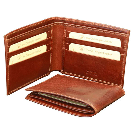 Leather Bifold Wallet For Men With Rfid- Brown