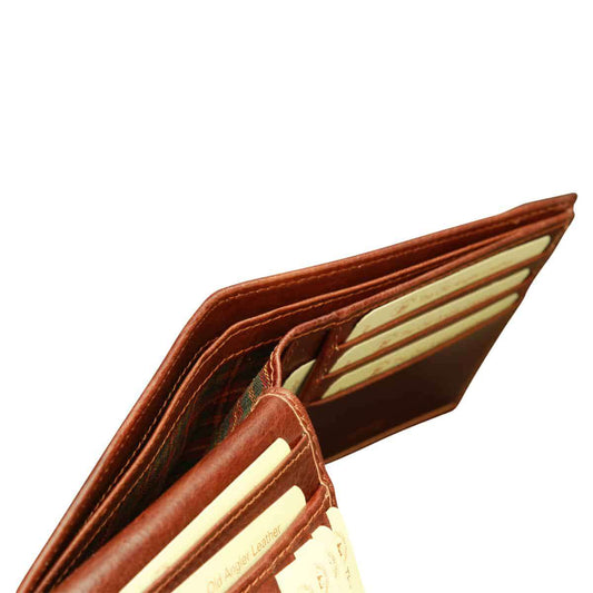 Cowhide Leather Bifold Wallet With Rfid Blocking Technology - Brown