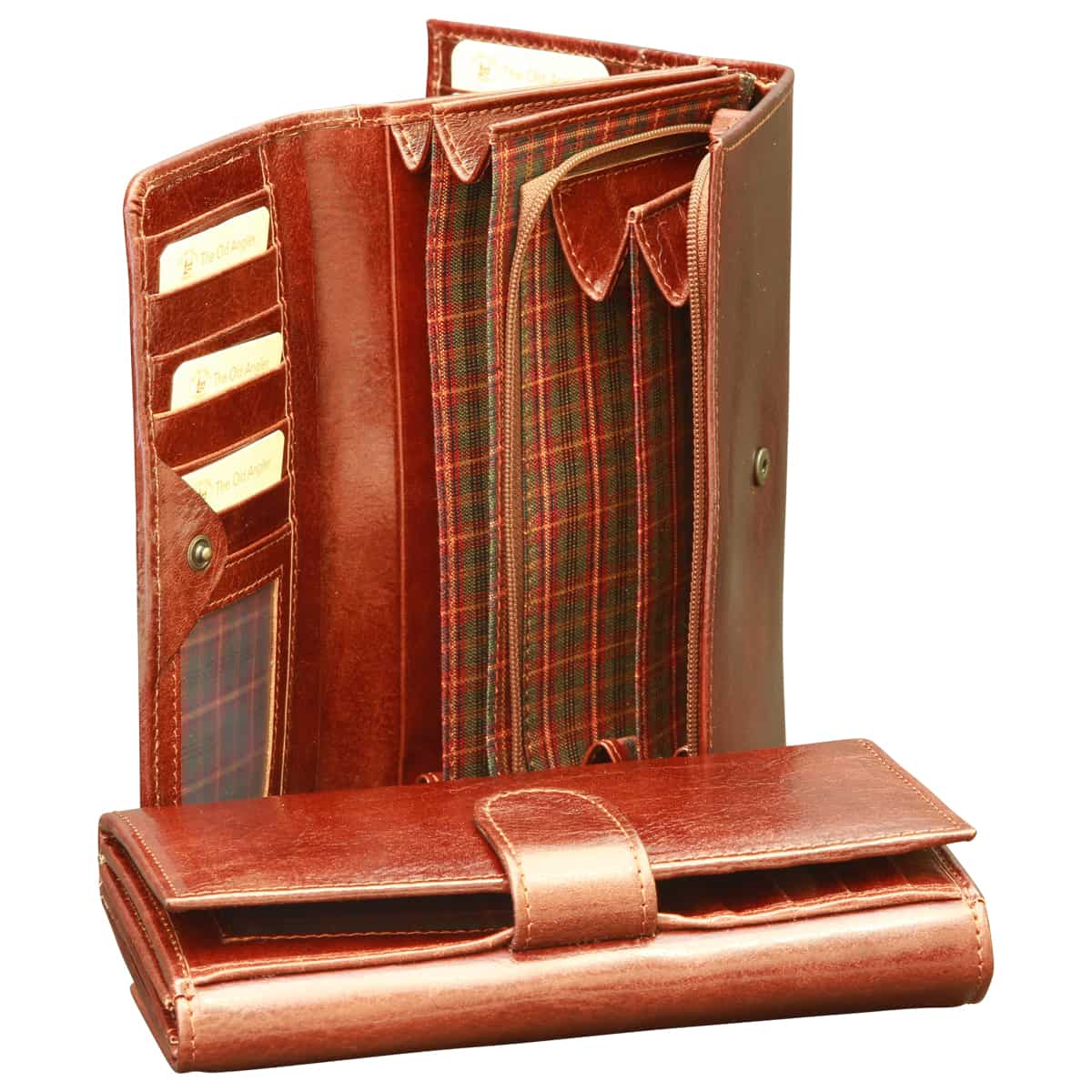 Women'S Cowhide Leather Wallet - Brown With Rfid