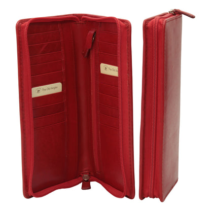 Leather Travel Wallet-Red