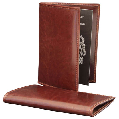 Leather Passport Holder - Brown