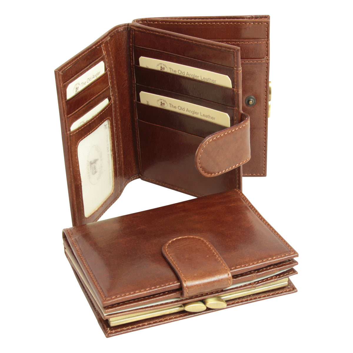 Three Part Leather Wallet With Coin Pocket - Brown