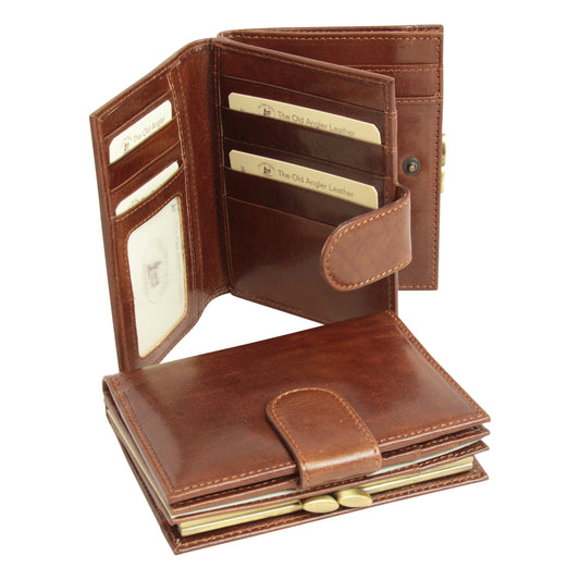 Three Part Leather Wallet With Coin Pocket - Brown