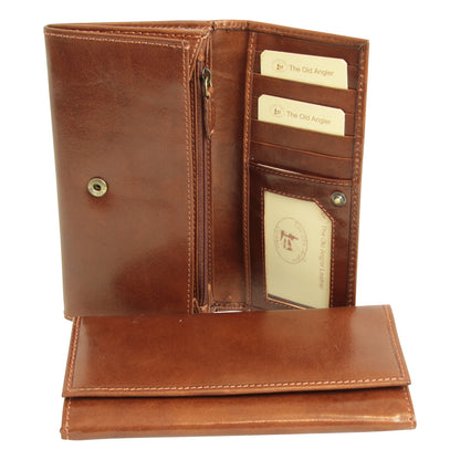 Women'S Leather Wallet With External Pocket - Brown