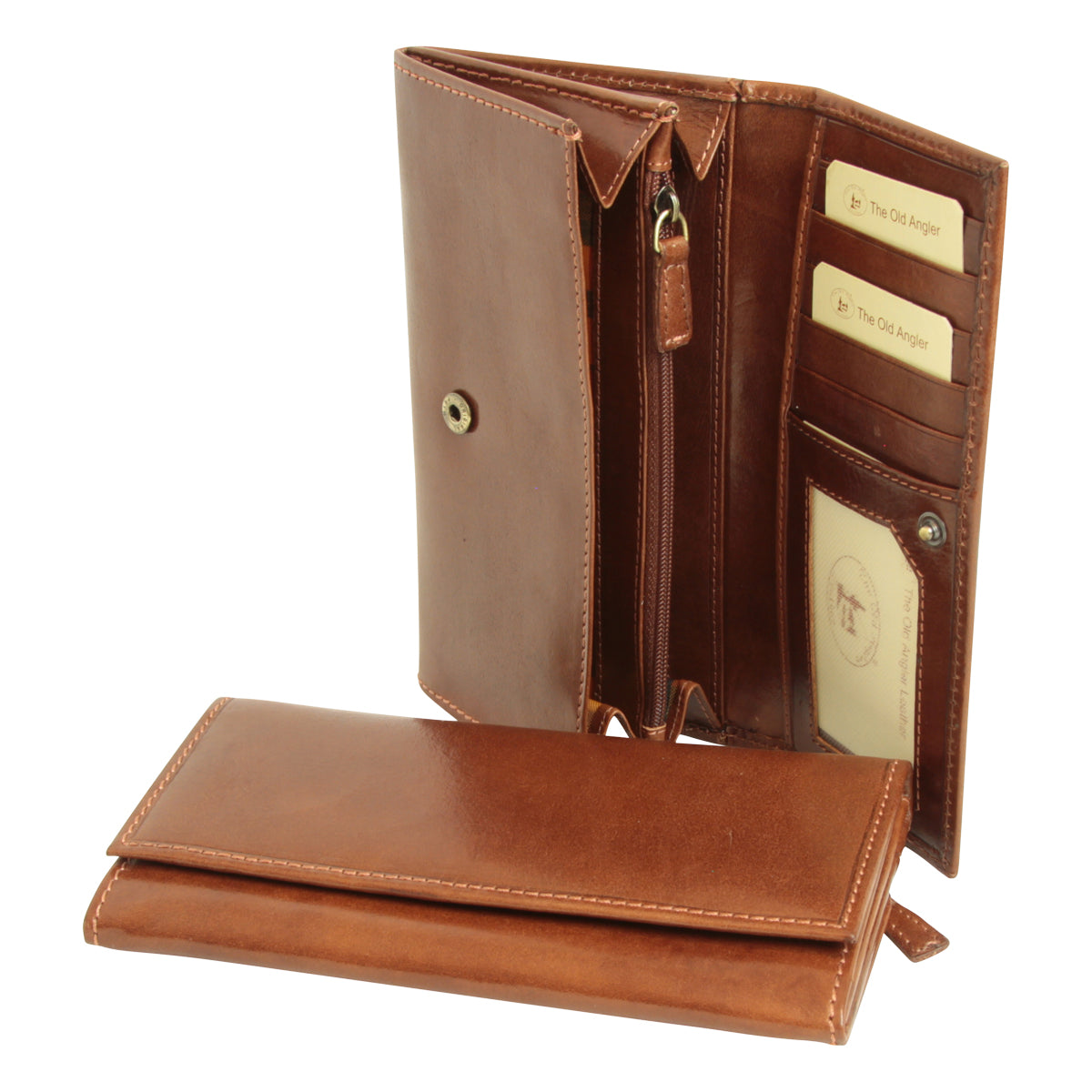Women'S Leather Wallet With External Pocket - Brown