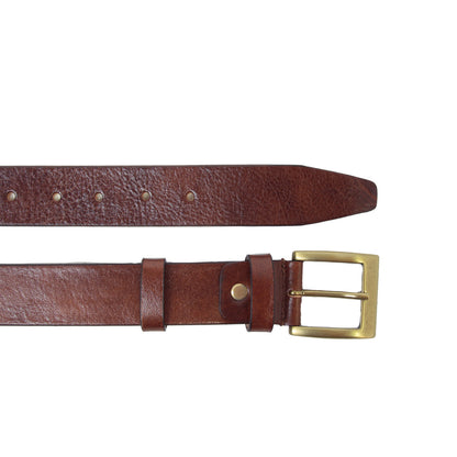 Leather Flat Belt - Brown