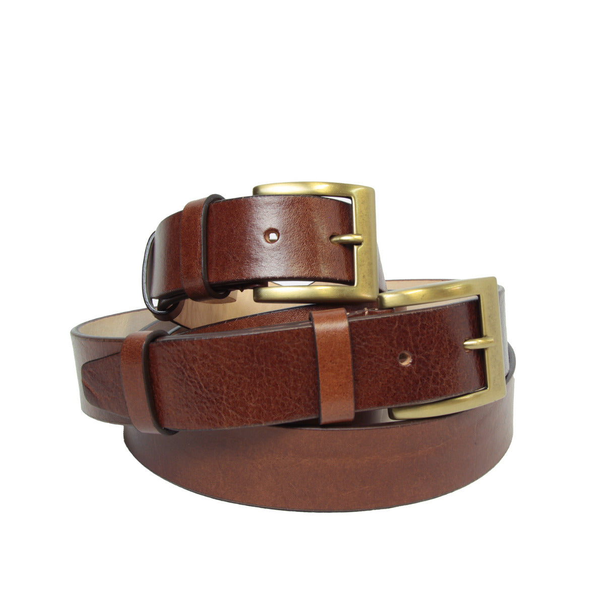 Leather Flat Belt - Brown