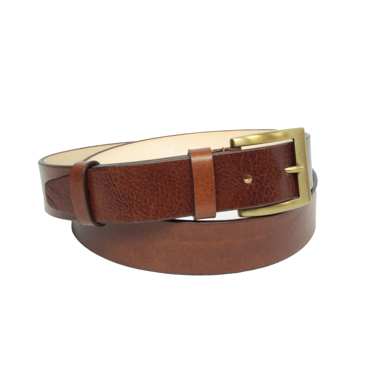 Leather Flat Belt - Brown