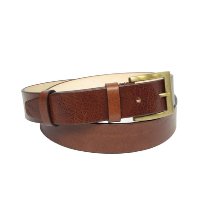 Leather Flat Belt - Brown