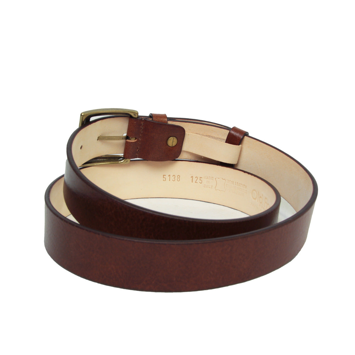 Leather Flat Belt - Brown