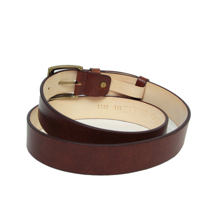 Leather Flat Belt - Brown