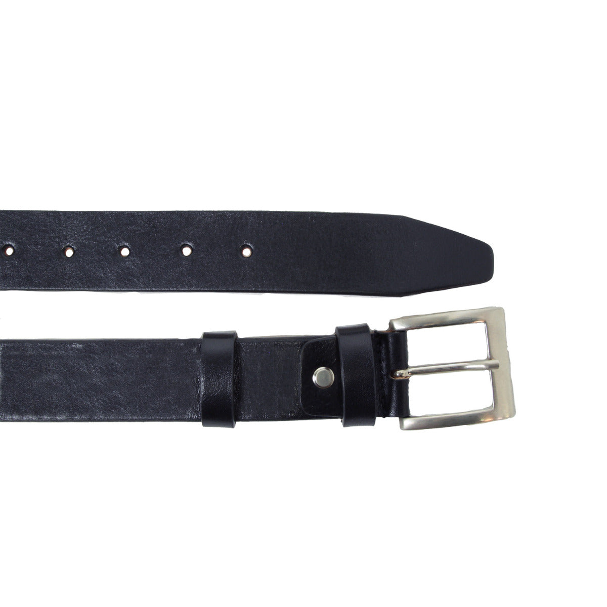 Leather Flat Belt - Black