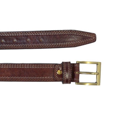 Leather Belt Wide 1,38" - Brown 5145