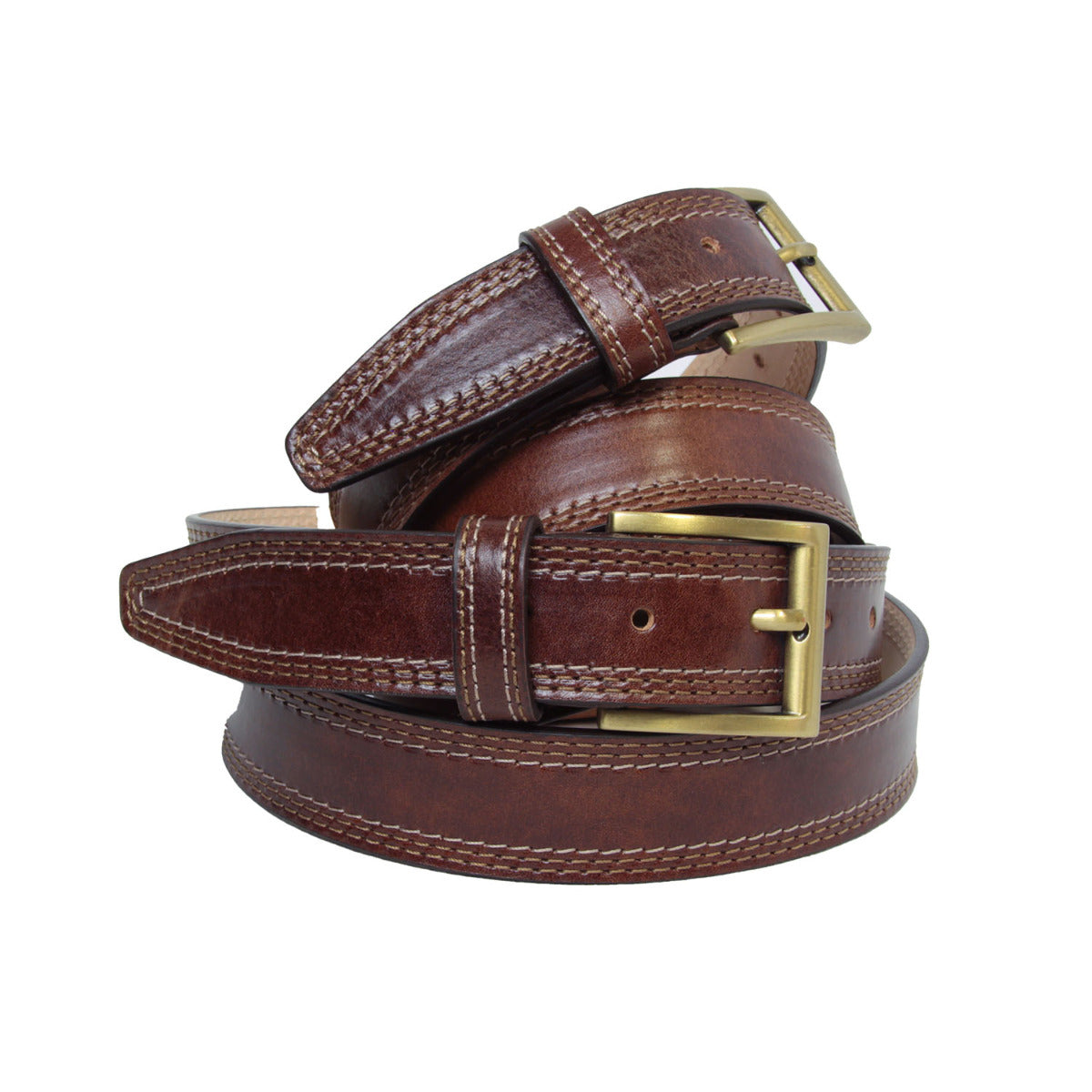Leather Belt Wide 1,38" - Brown 5145