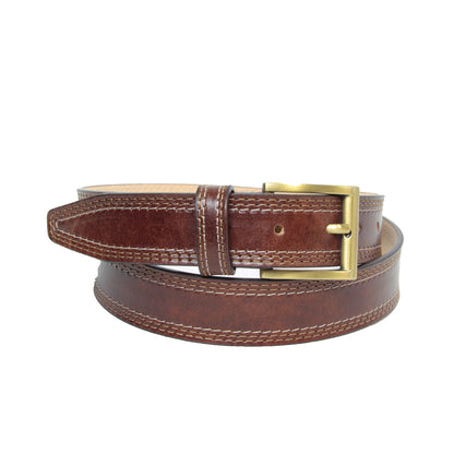 Leather Belt Wide 1,38" - Brown 5145
