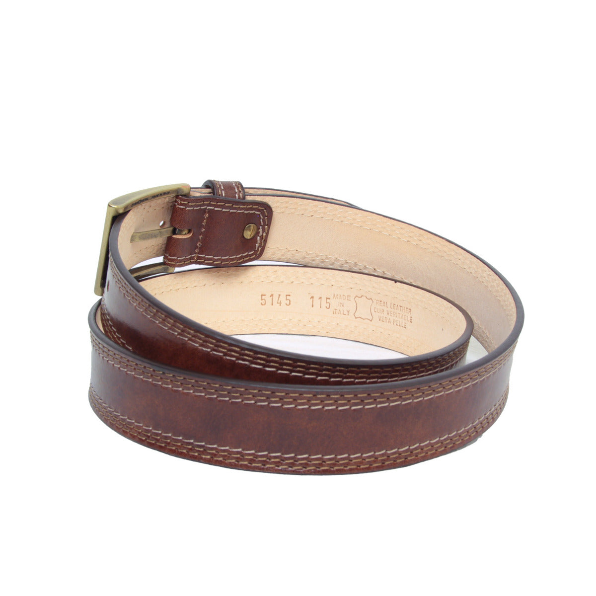 Leather Belt Wide 1,38" - Brown 5145