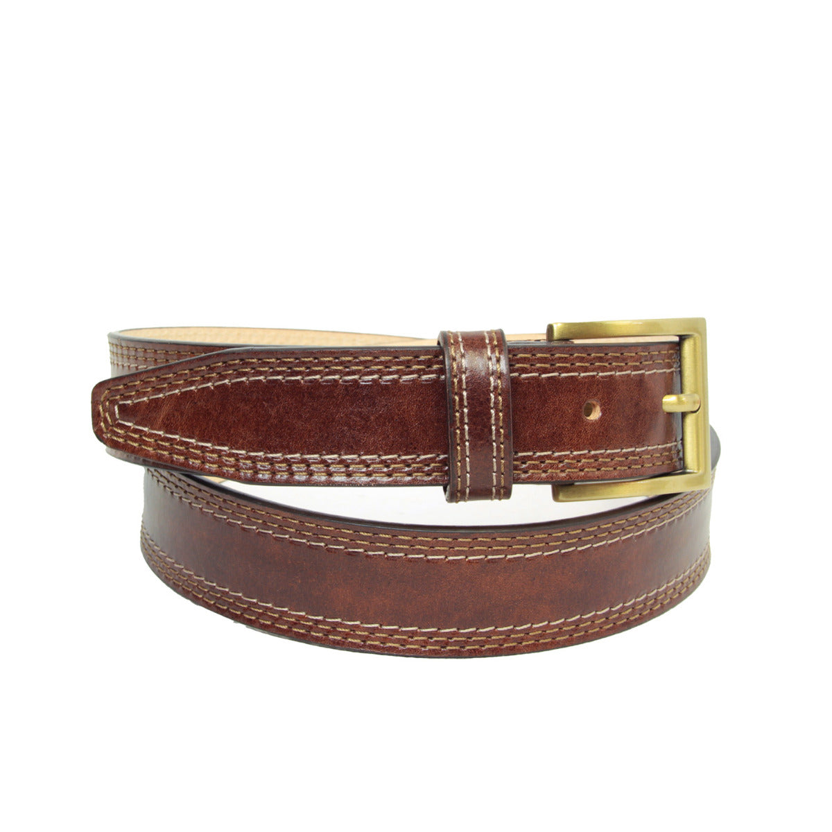 Leather Belt Wide 1,38" - Brown 5145