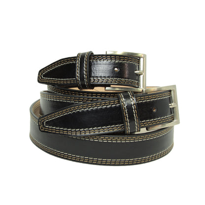 Leather Belt Wide 1,38" - Black 5145