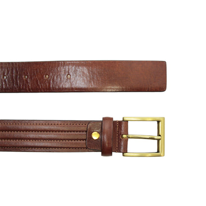 Leather Belt Wide 1,38" - Brown 5146