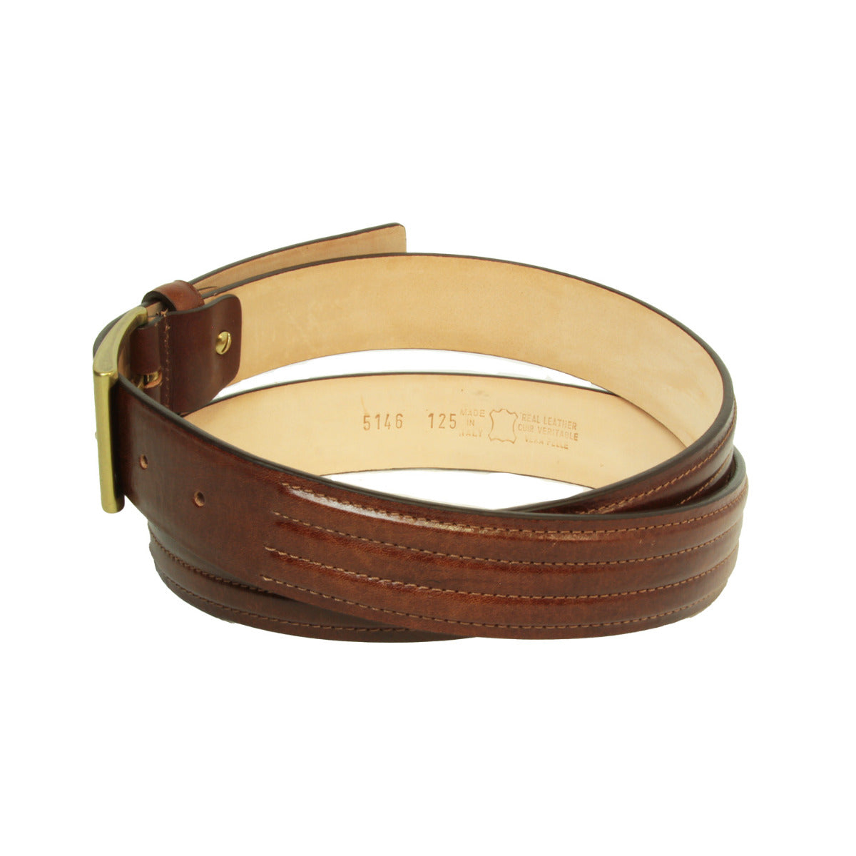 Leather Belt Wide 1,38" - Brown 5146