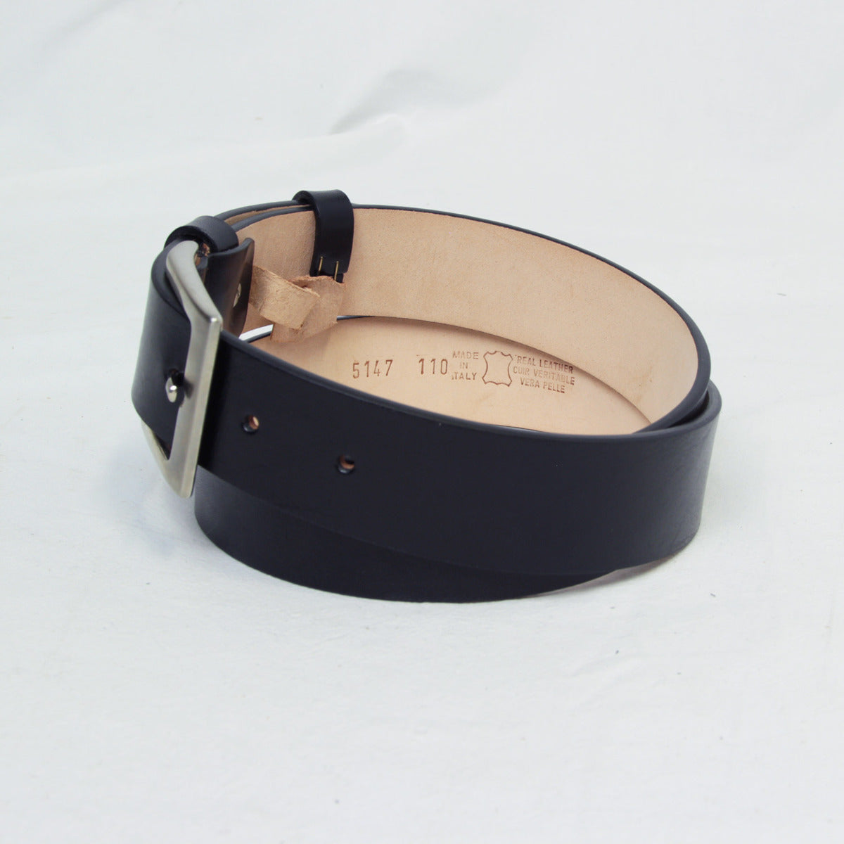 Leather Flat Belt - Black 5147